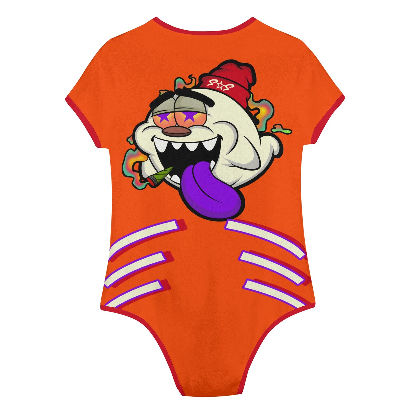 G.S.G Ghost Star Girl S.O.S Ghost Edition Womens Dark Orange Soft Short Sleeve Bodysuit