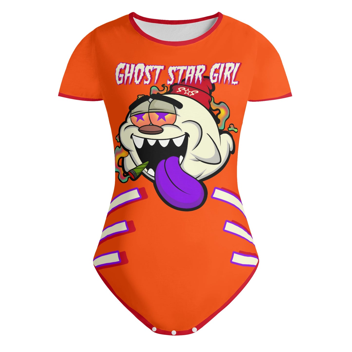 G.S.G Ghost Star Girl S.O.S Ghost Edition Womens Dark Orange Soft Short Sleeve Bodysuit