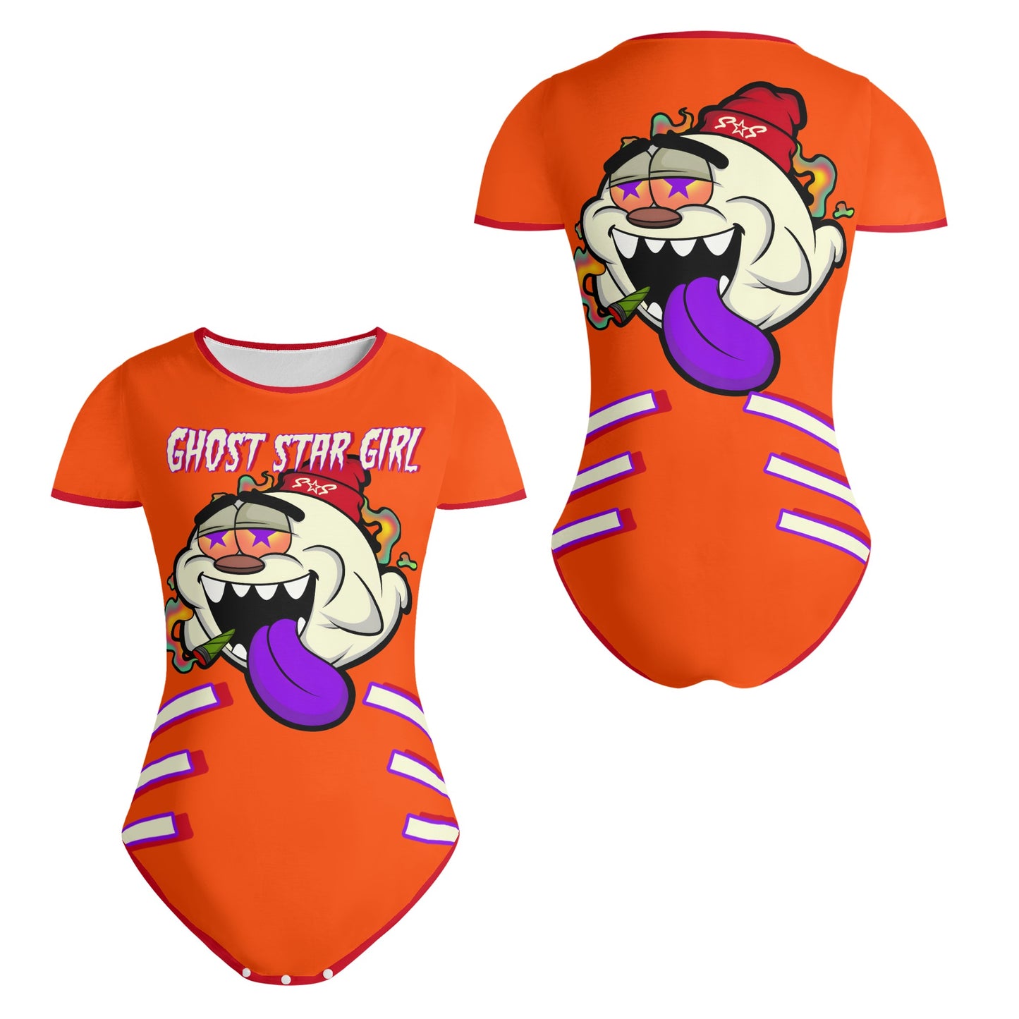 G.S.G Ghost Star Girl S.O.S Ghost Edition Womens Dark Orange Soft Short Sleeve Bodysuit