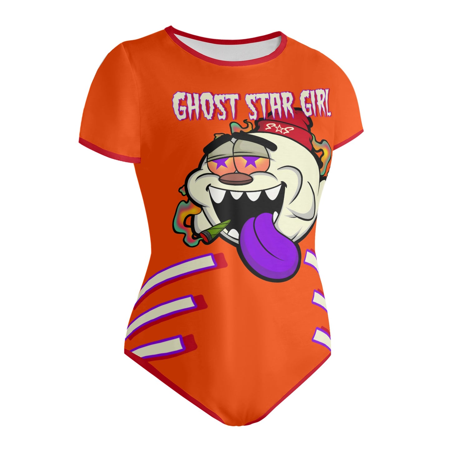 G.S.G Ghost Star Girl S.O.S Ghost Edition Womens Dark Orange Soft Short Sleeve Bodysuit