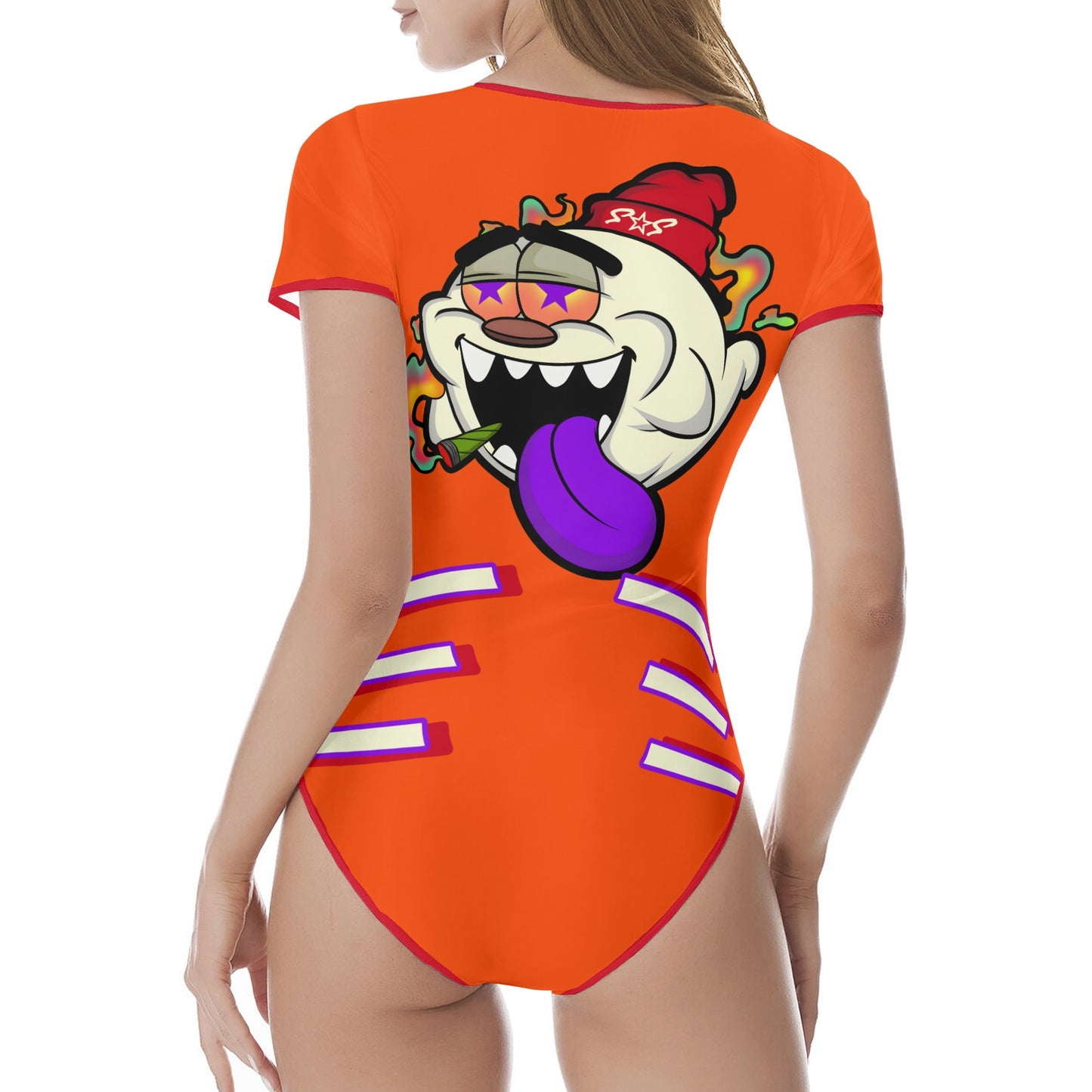 G.S.G Ghost Star Girl S.O.S Ghost Edition Womens Dark Orange Soft Short Sleeve Bodysuit