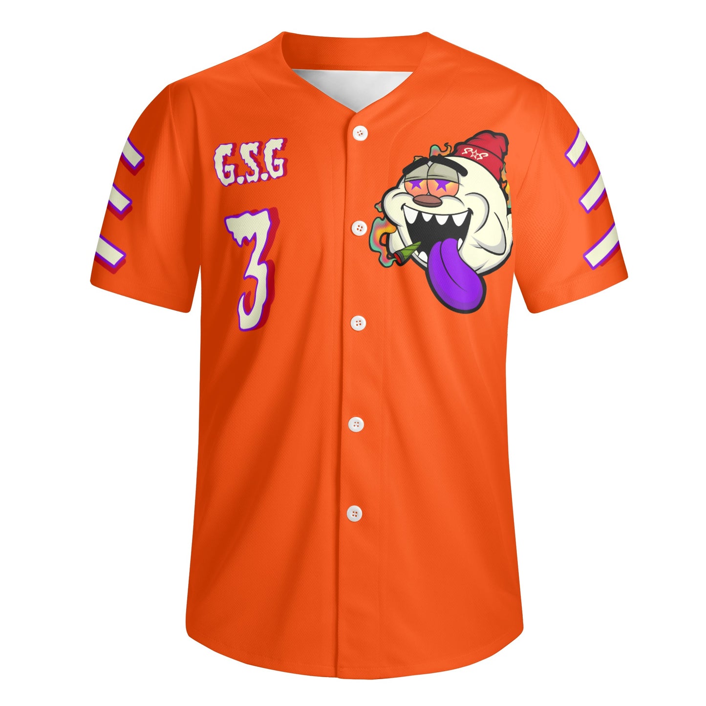 G.S.G Ghost Star Ghouls Mens Dark Orange Short Sleeve Baseball Jersey