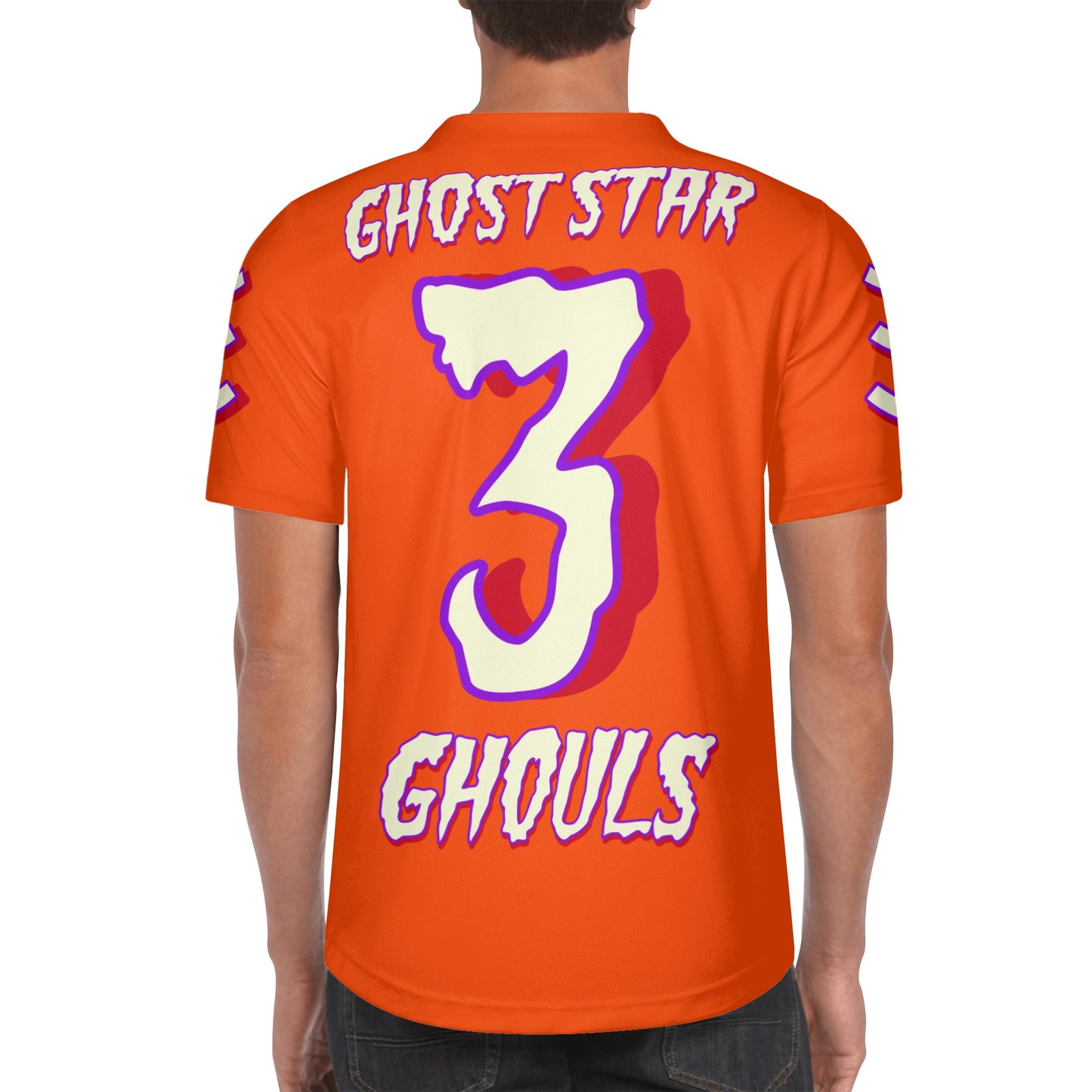 G.S.G Ghost Star Ghouls Mens Dark Orange Short Sleeve Baseball Jersey