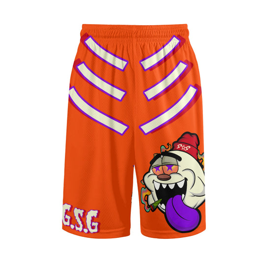 G.S.G Ghost Star Ghouls S.O.S Ghost Edition Mens Dark Orange Basketball Shorts