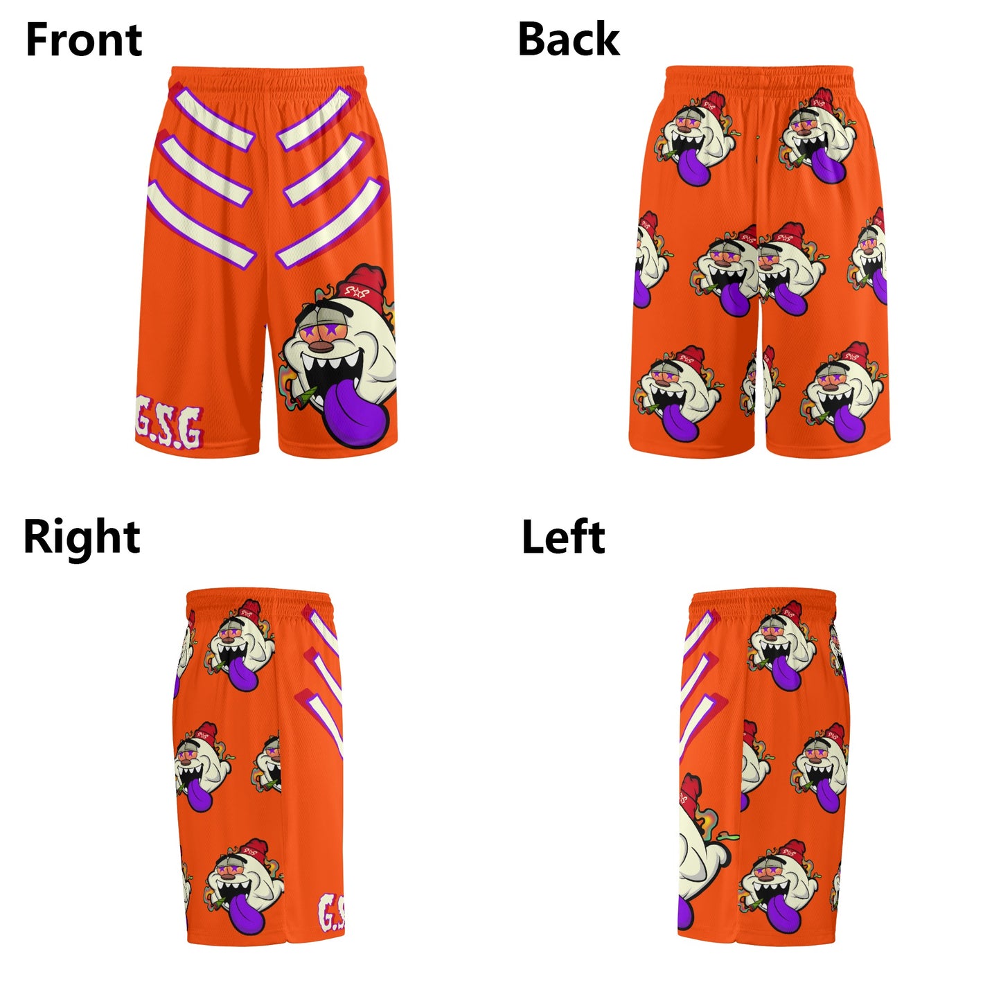 G.S.G Ghost Star Ghouls S.O.S Ghost Edition Mens Dark Orange Basketball Shorts