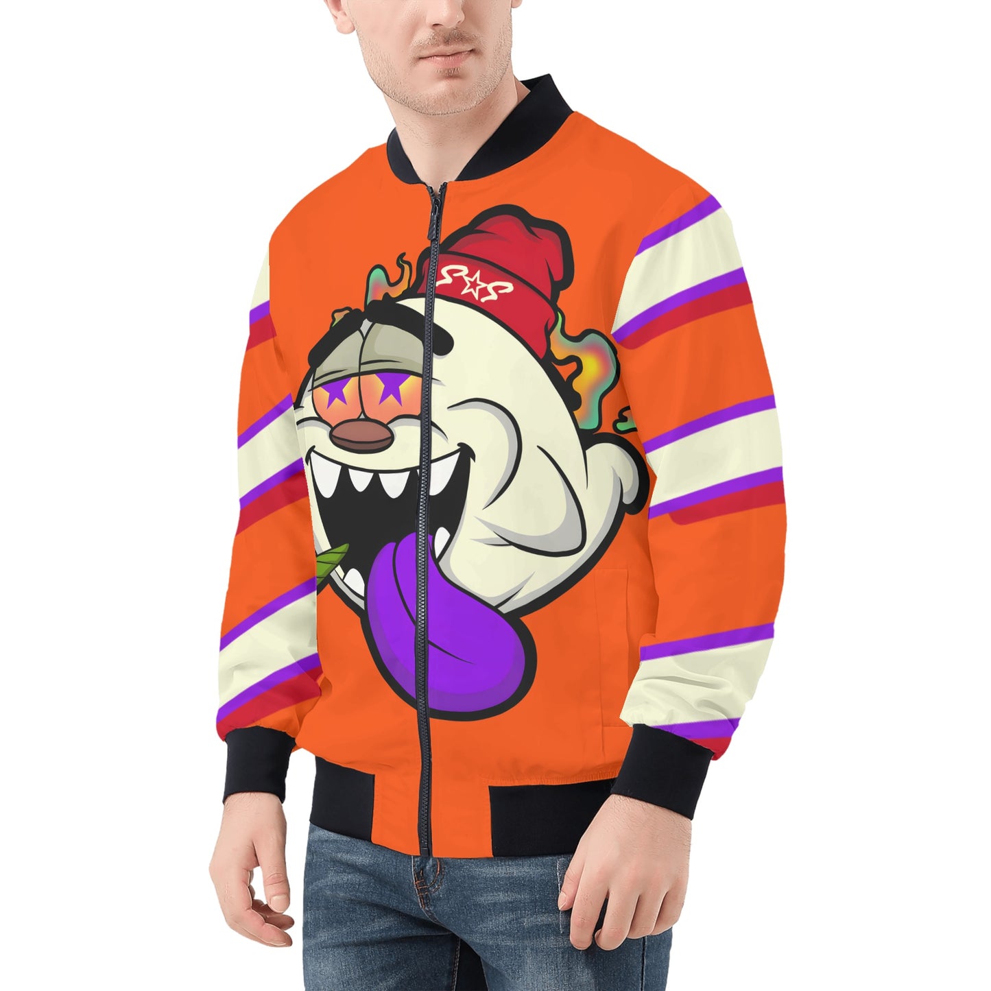 G.S.G Ghost Star Ghouls Mens Dark Orange Zip Up Jacket