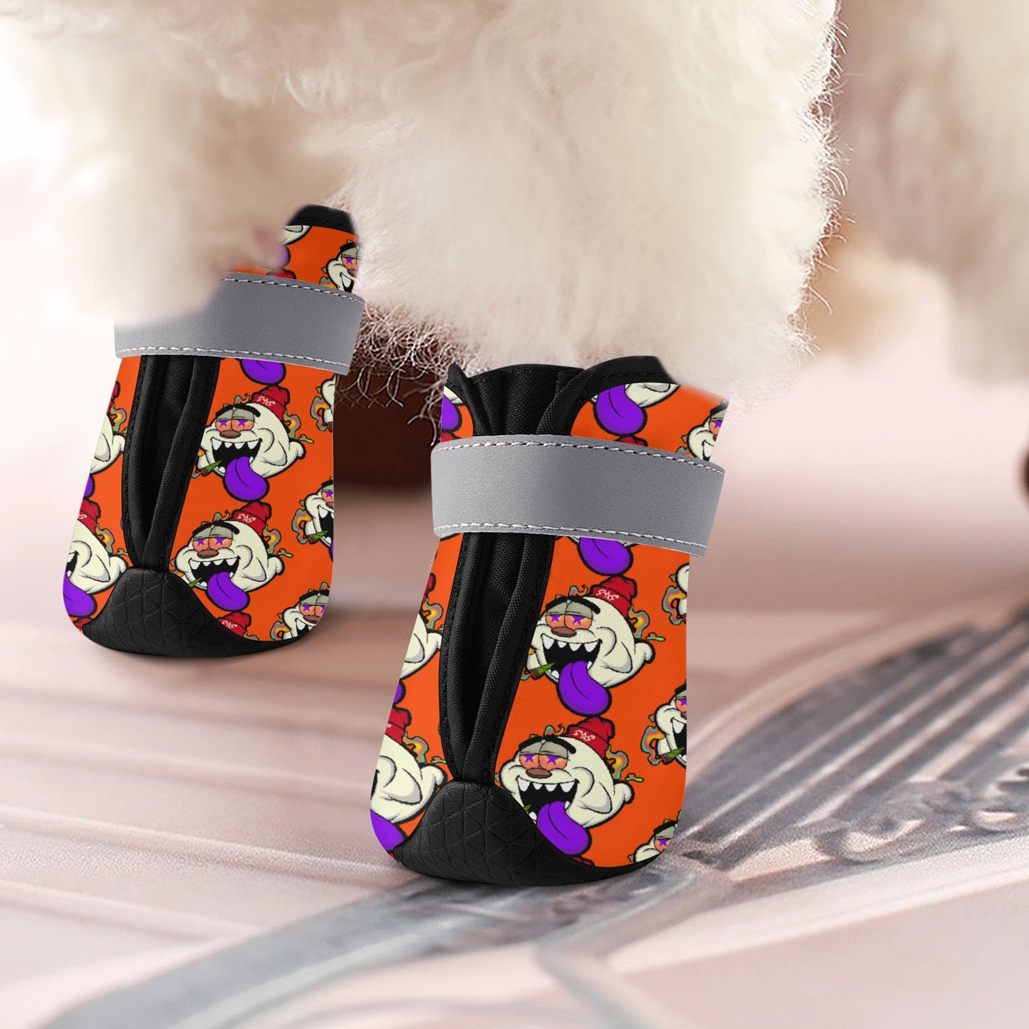 G.S.G Ghost Star Ghouls Dark Orange Non Slip Dog Socks