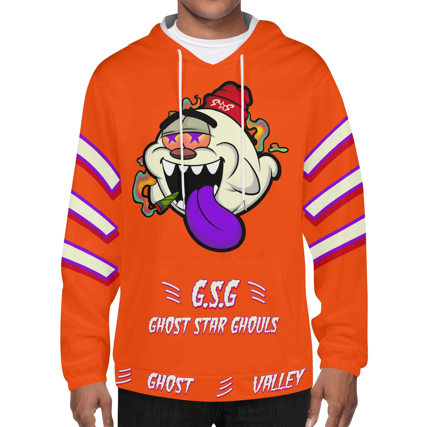 G.S.G Ghost Star Ghouls Mens Dark Orange Lightweight Hoodie