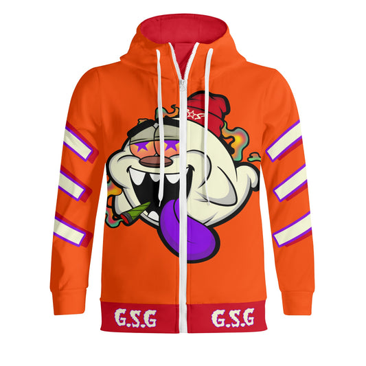 G.S.G Ghost Star Ghouls S.O.S Ghost Edition Dark Orange Adult Full Zip Turtleneck Hoodie Streetwear