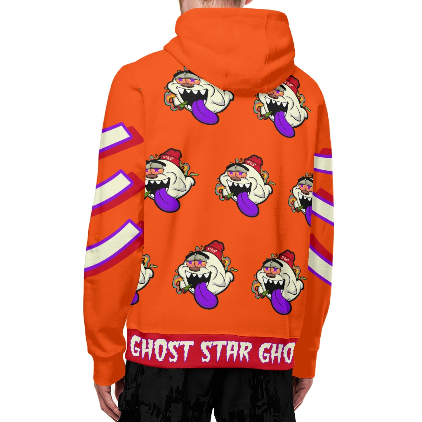 G.S.G Ghost Star Ghouls S.O.S Ghost Edition Dark Orange Adult Full Zip Turtleneck Hoodie Streetwear