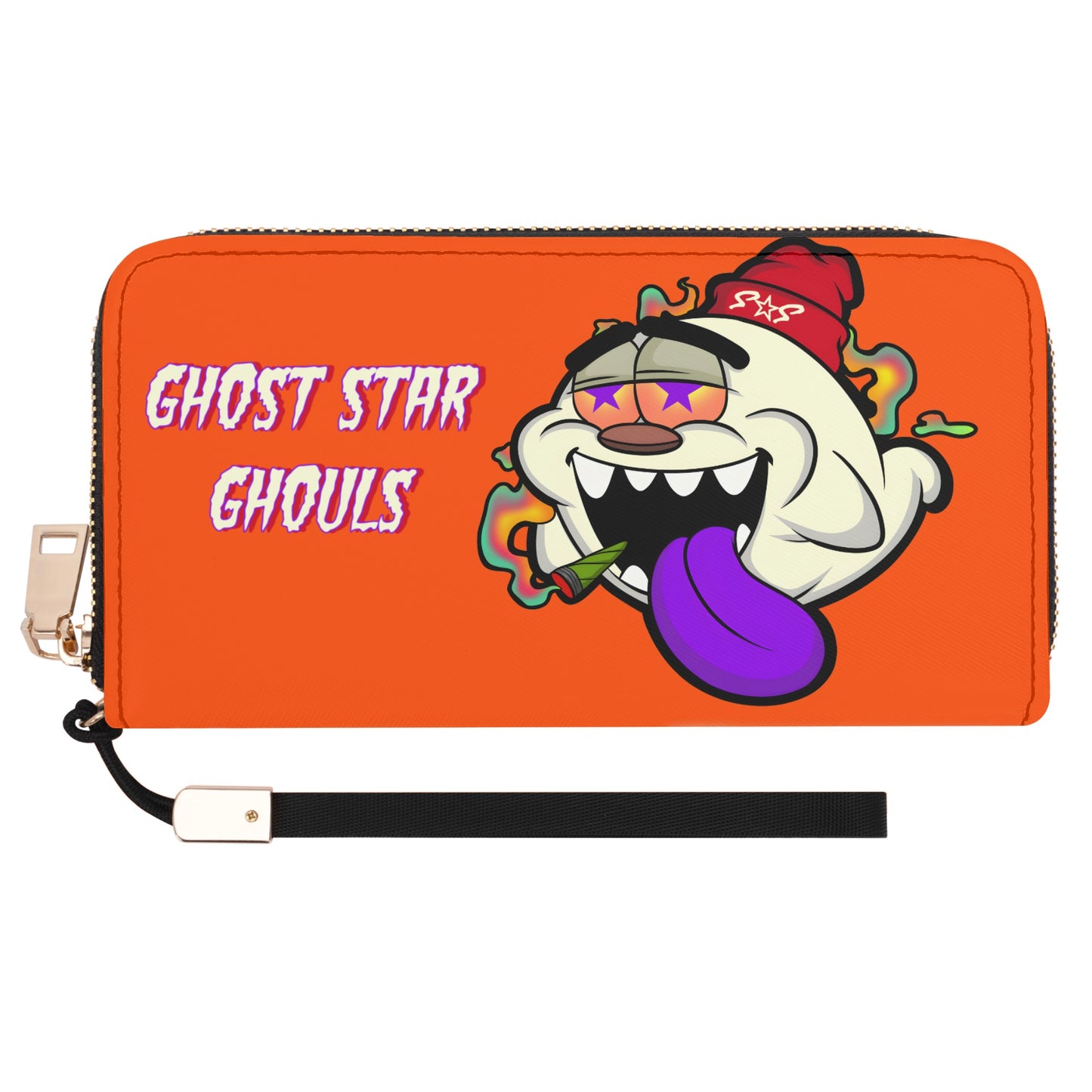 G.S.G Ghost Star Girl Dark Orange Leather Zipper Wristlet Wallet