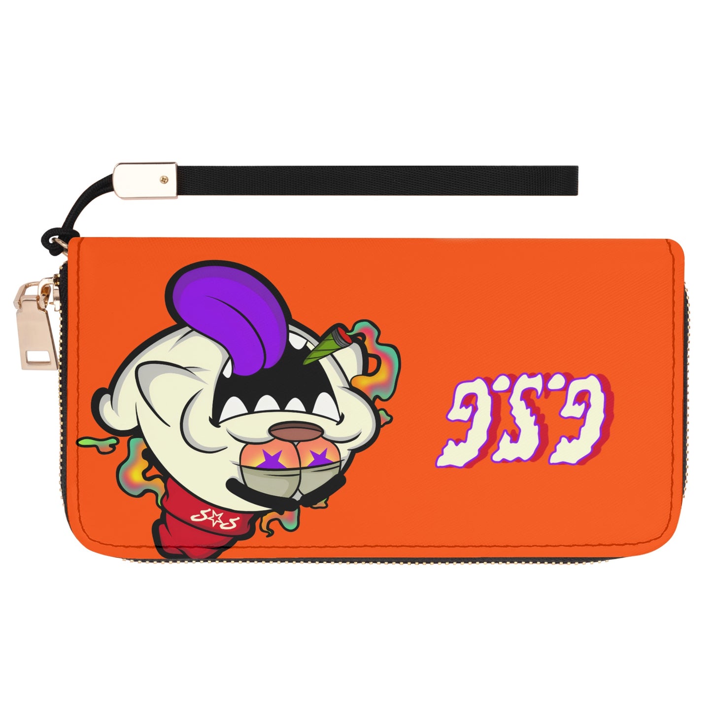 G.S.G Ghost Star Girl Dark Orange Leather Zipper Wristlet Wallet