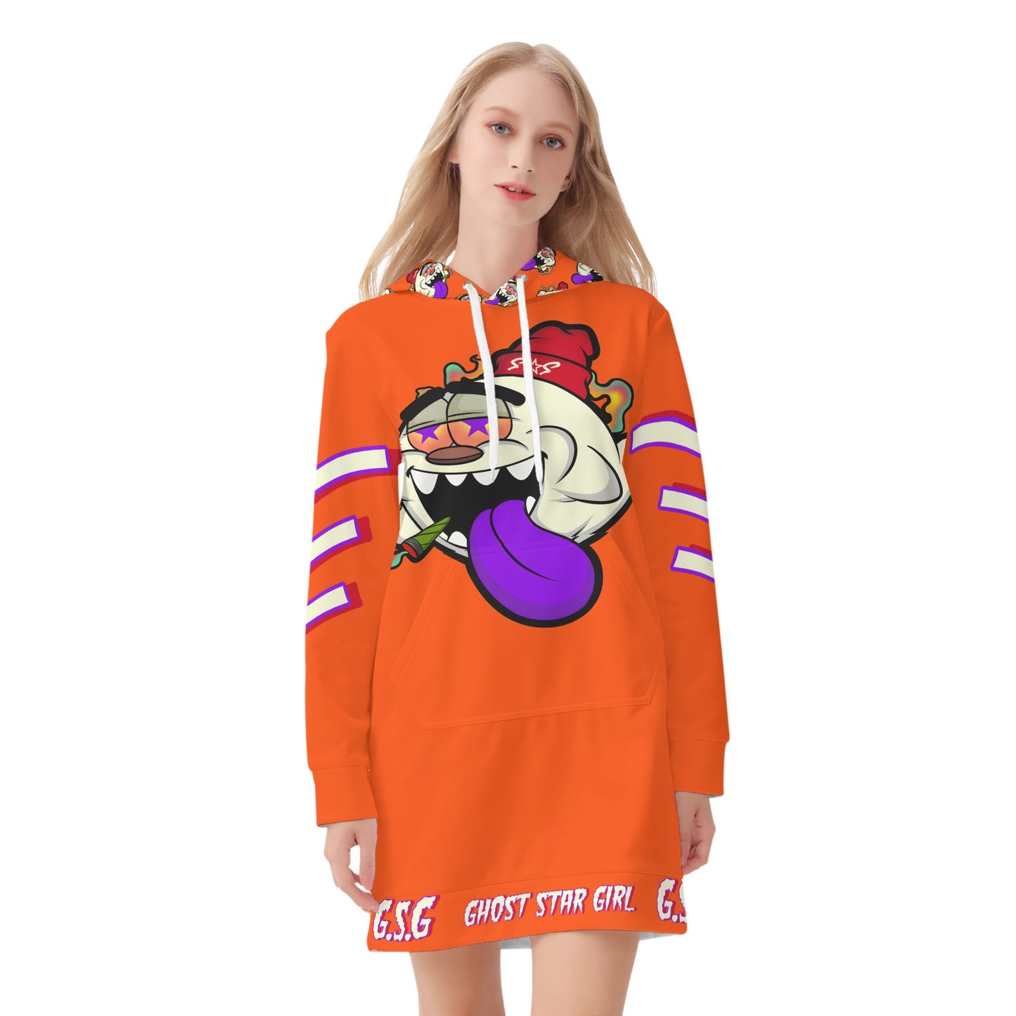 G.S.G Ghost Stat Girl Womens Dark Orange Hoodie Dress