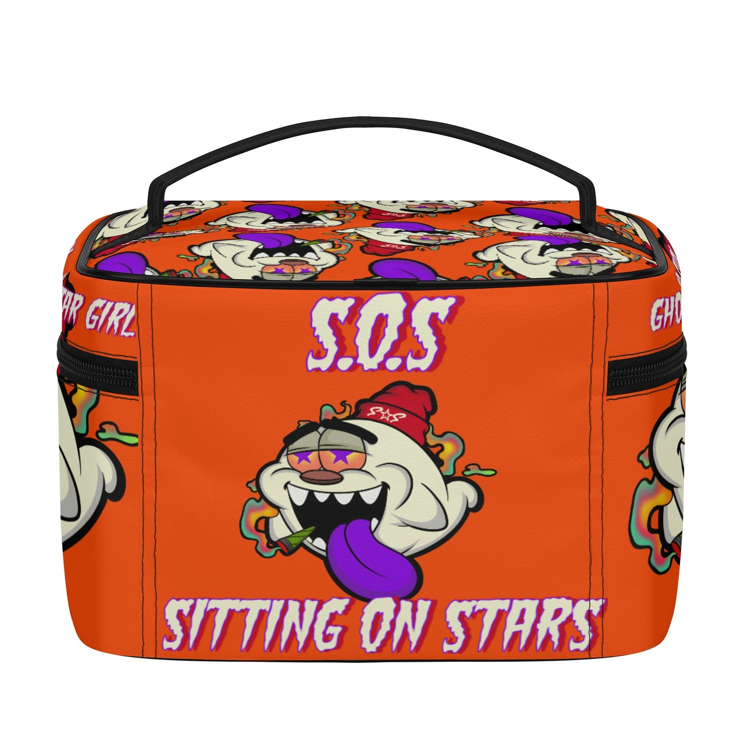 G.S.G Ghost Star Girl Dark Orange Leather Cosmetic Bag