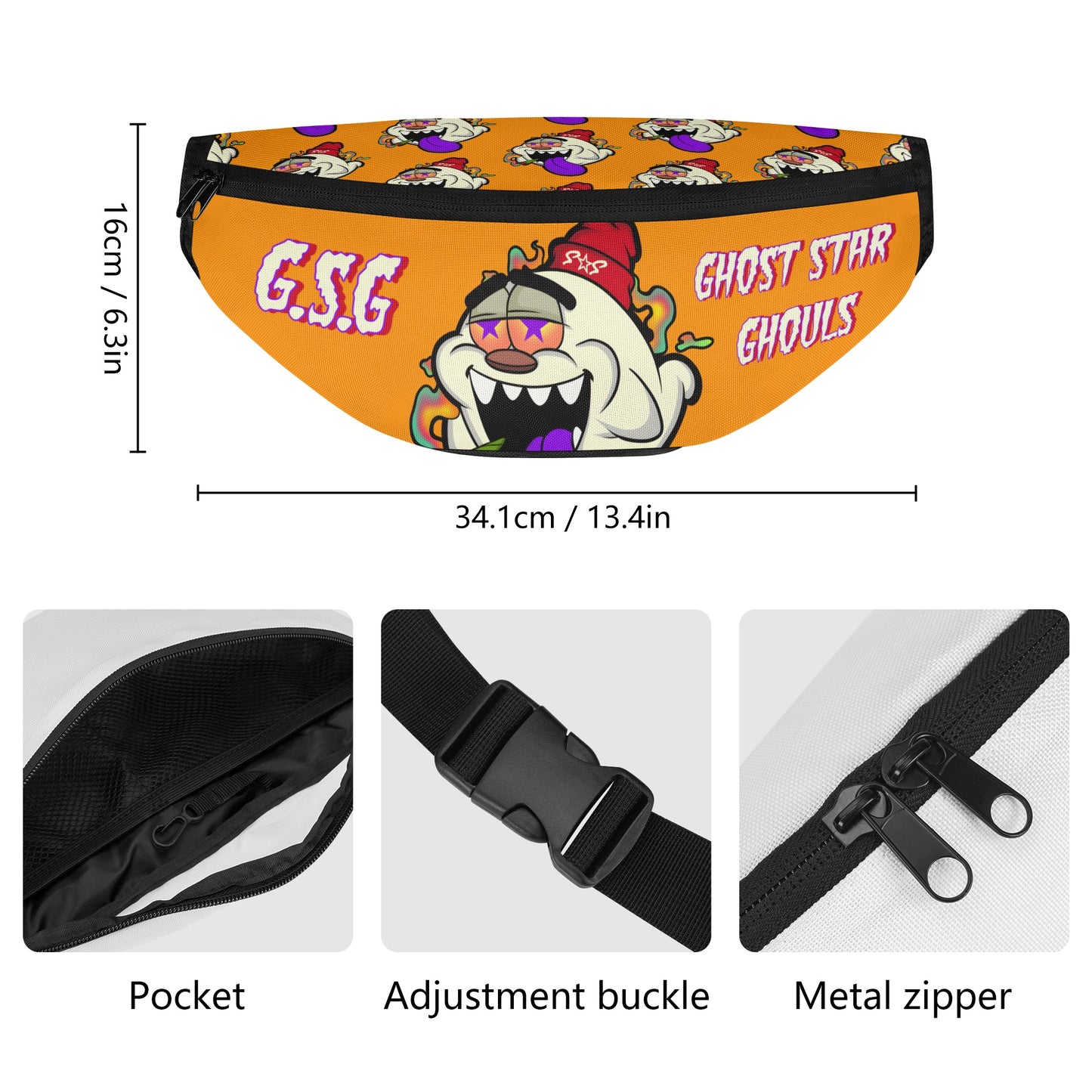 G.S.G Ghost Star Ghouls Orange Fanny Pack