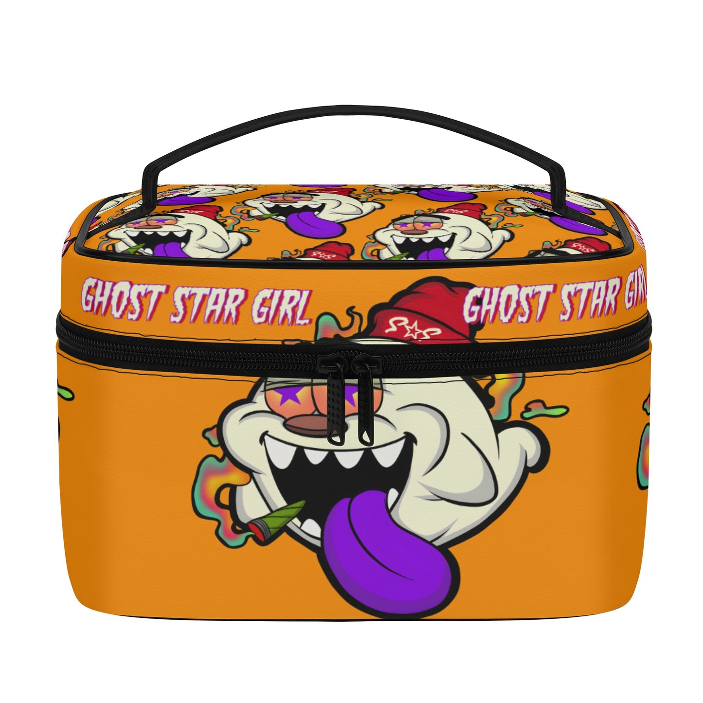 G.S.G Ghost Star Girl Orange Leather Cosmetic Bag