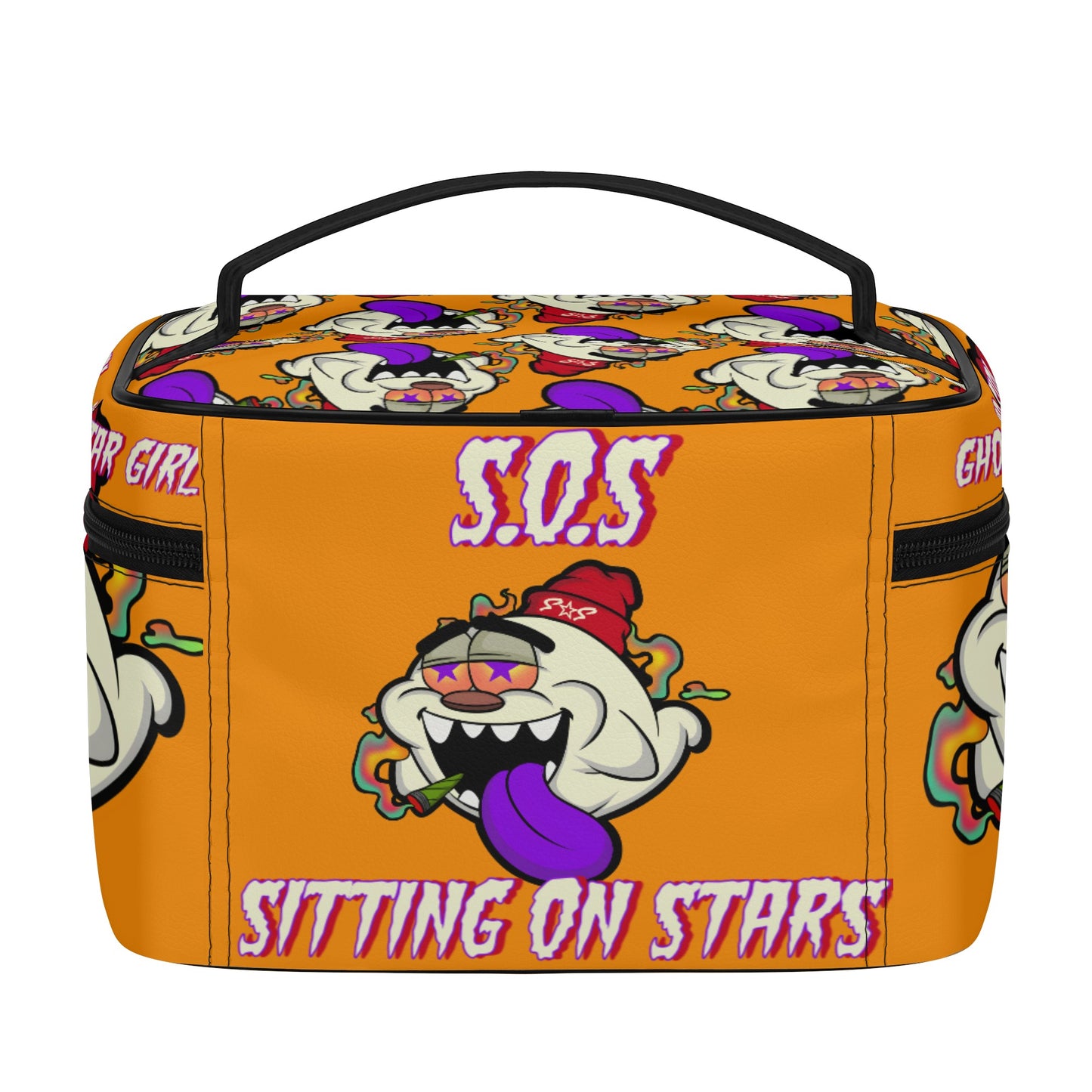 G.S.G Ghost Star Girl Orange Leather Cosmetic Bag