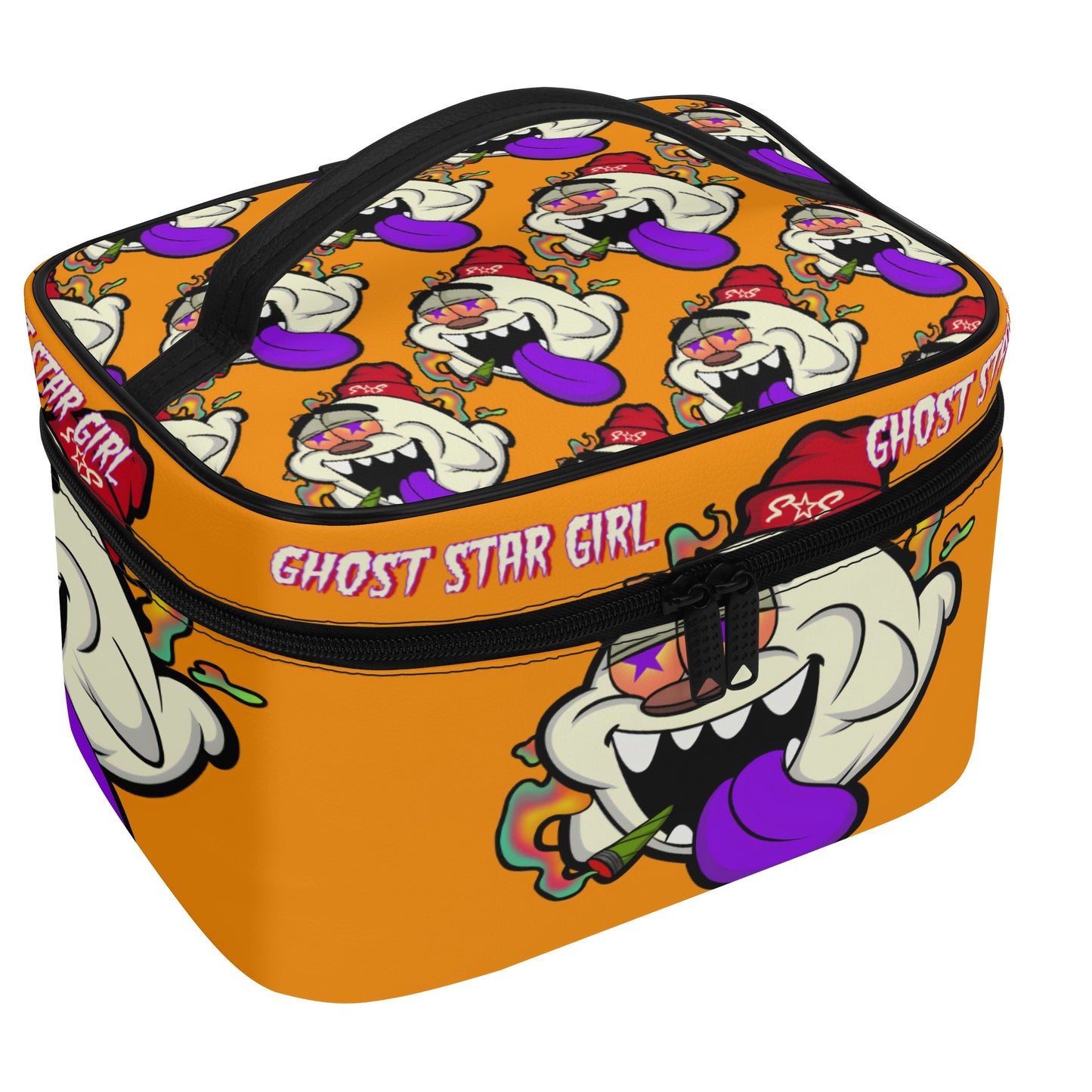 G.S.G Ghost Star Girl Orange Leather Cosmetic Bag