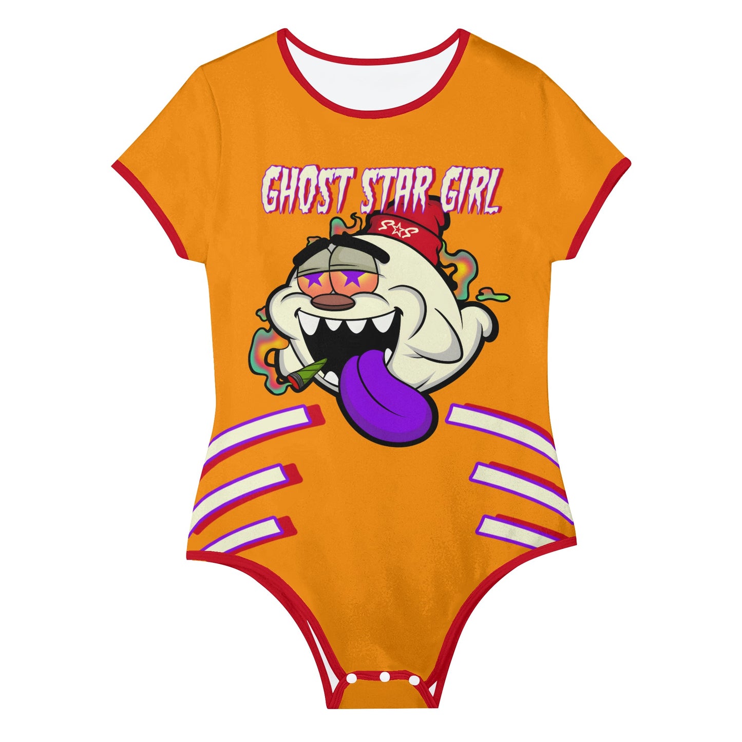 G.S.G Ghost Star Girl Orange/Maroon Edition Womens Soft Short Sleeve Bodysuit