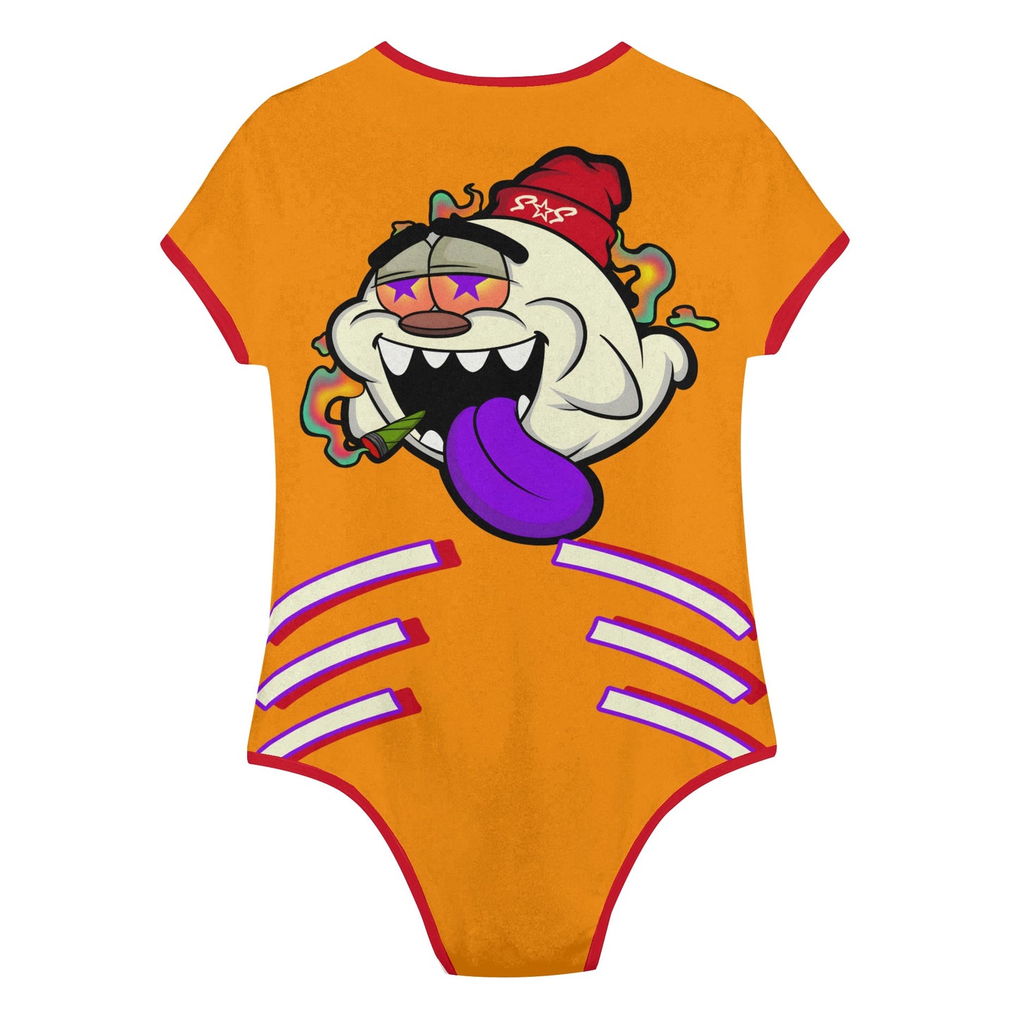 G.S.G Ghost Star Girl Orange/Maroon Edition Womens Soft Short Sleeve Bodysuit