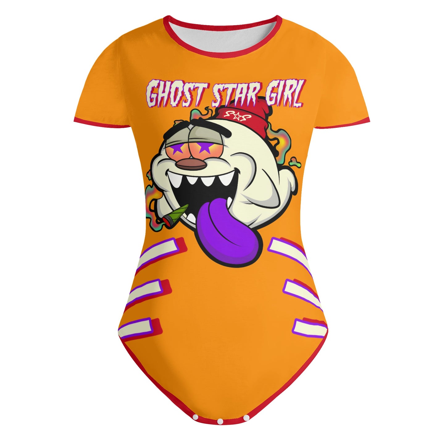 G.S.G Ghost Star Girl Orange/Maroon Edition Womens Soft Short Sleeve Bodysuit