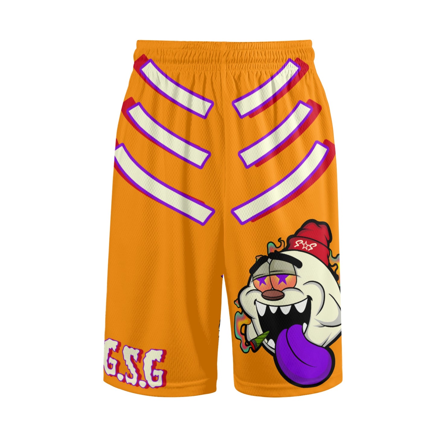 G.S.G Ghost Star Ghouls S.O.S Ghost Edition Mens Orange Basketball Shorts