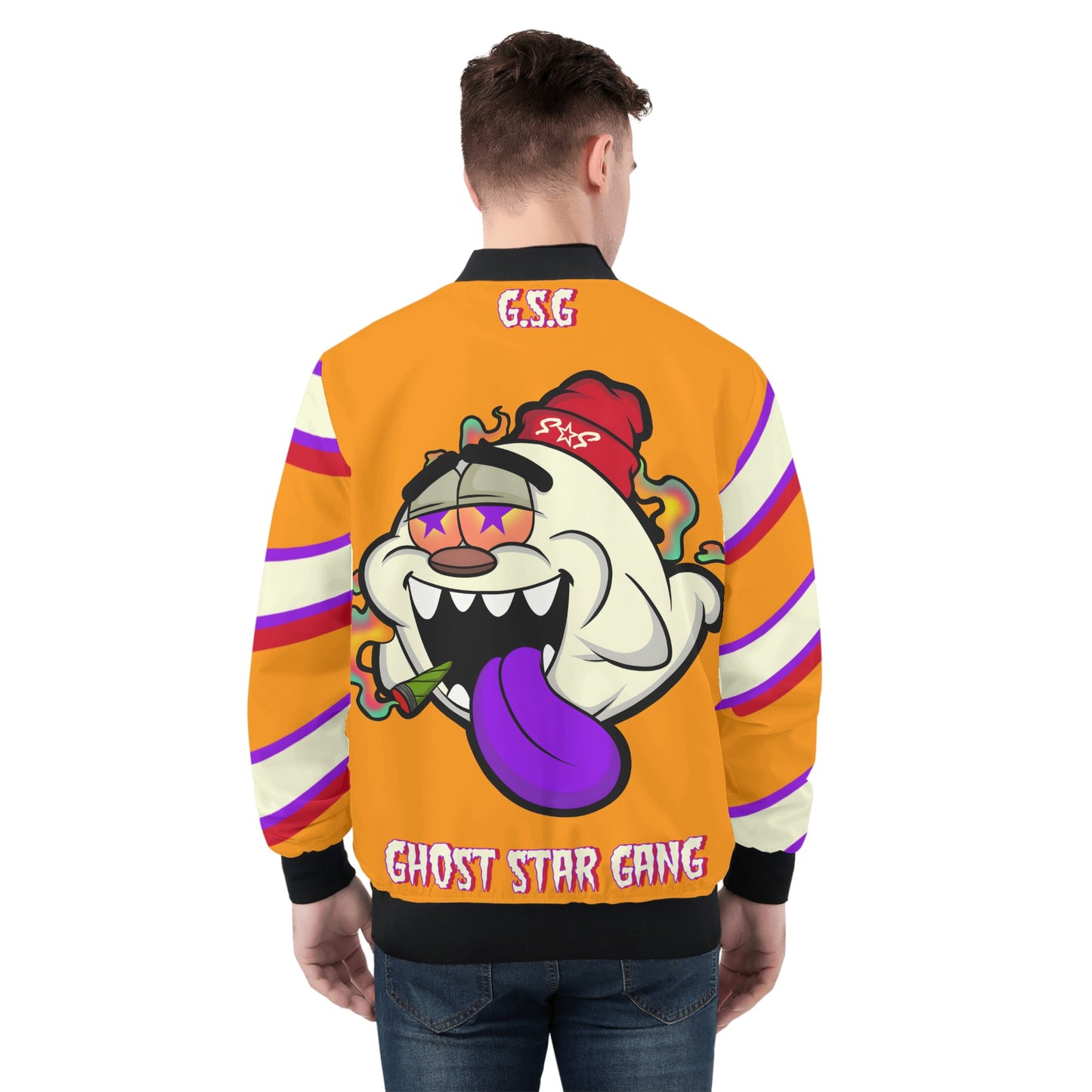 G.S.G Ghost Star Ghouls Mens Orange Zip Up Jacket