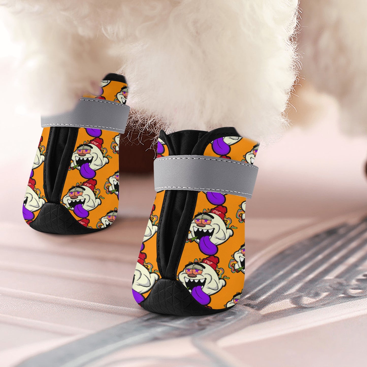 G.S.G Ghost Star Ghouls Orange Non Slip Dog Socks