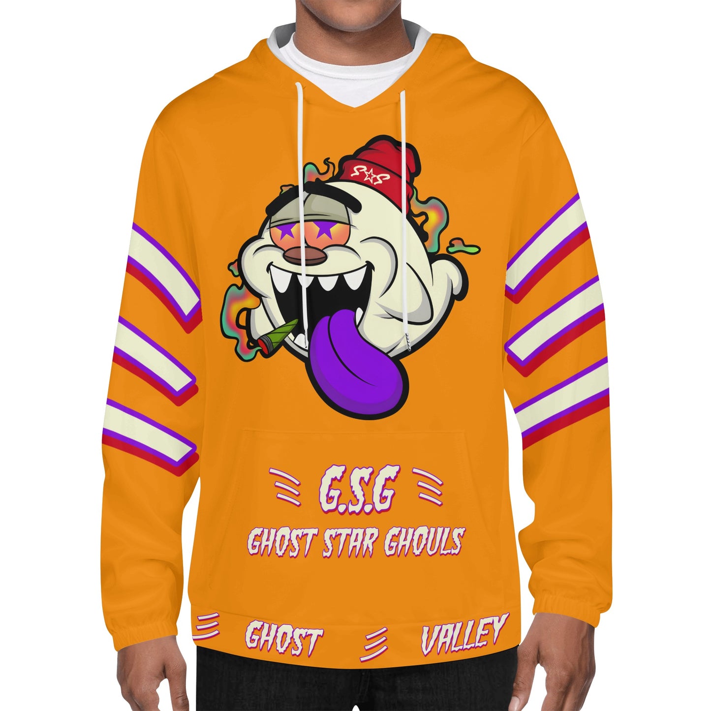 G.S.G Ghost Star Ghouls Mens Orange Lightweight Hoodie