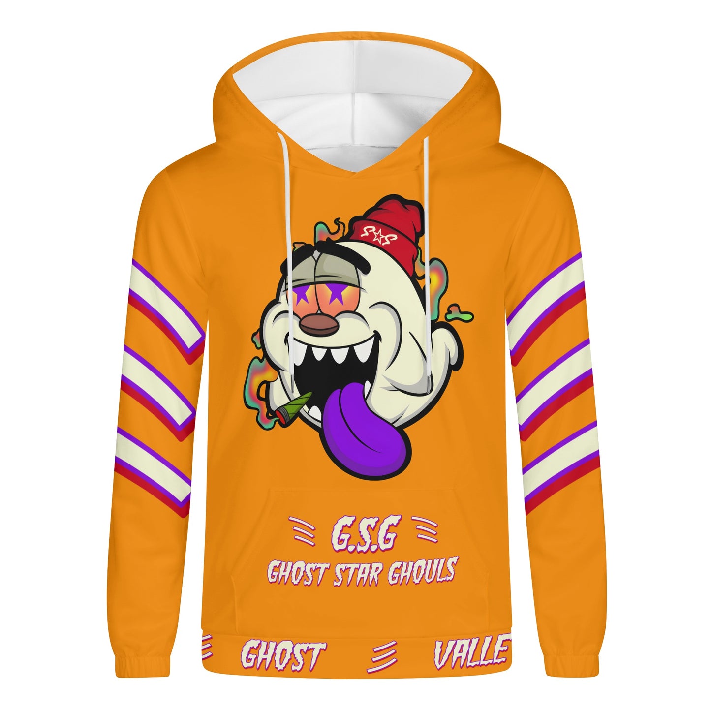 G.S.G Ghost Star Ghouls Mens Orange Lightweight Hoodie