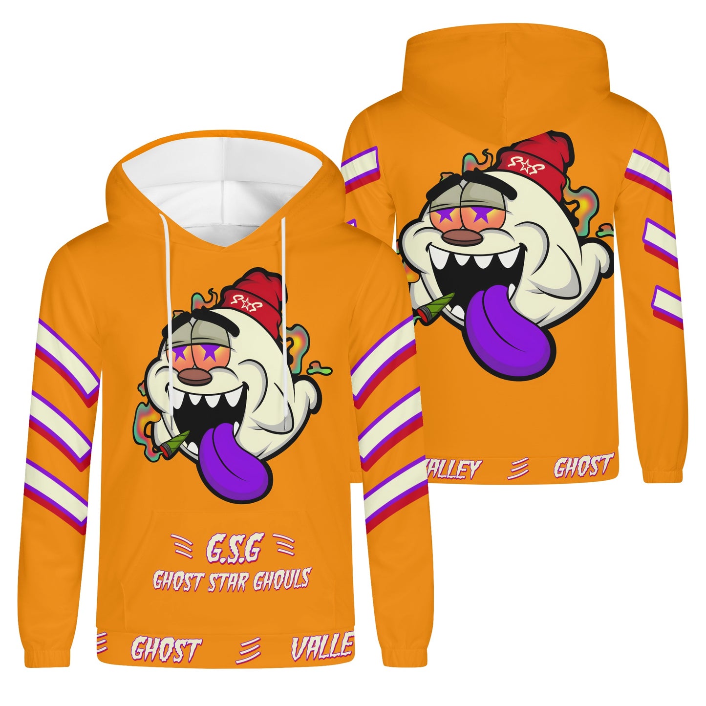 G.S.G Ghost Star Ghouls Mens Orange Lightweight Hoodie