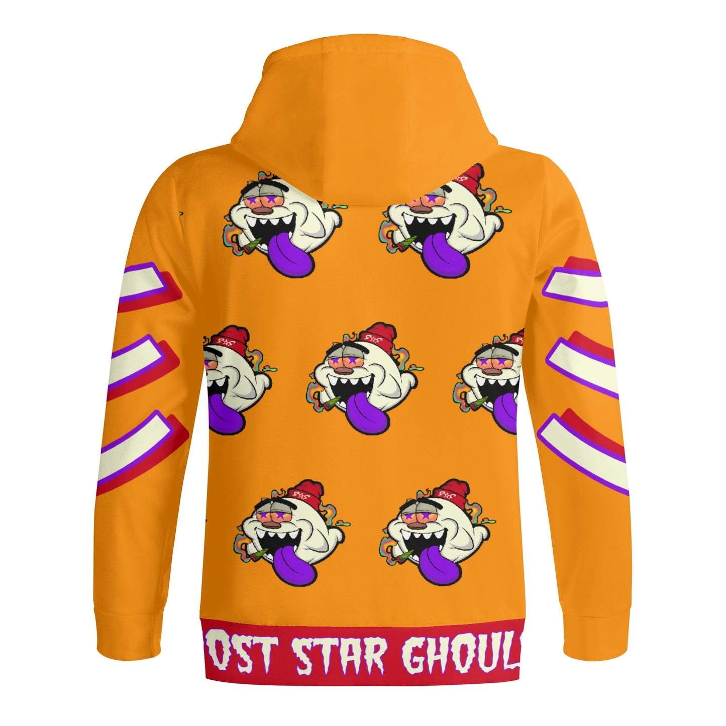 G.S.G Ghost Star Ghouls S.O.S Ghost Edition Orange Adult Full Zip Turtleneck Hoodie Streetwear