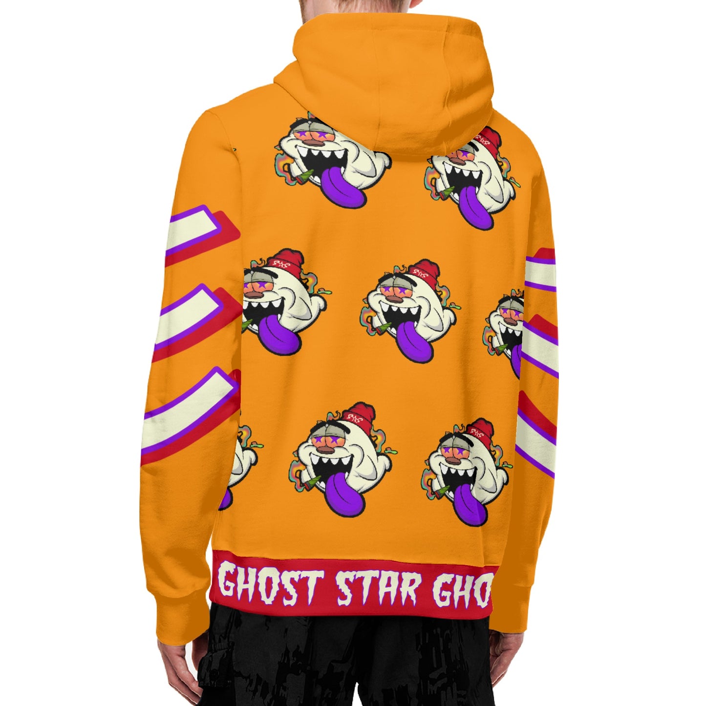 G.S.G Ghost Star Ghouls S.O.S Ghost Edition Orange Adult Full Zip Turtleneck Hoodie Streetwear