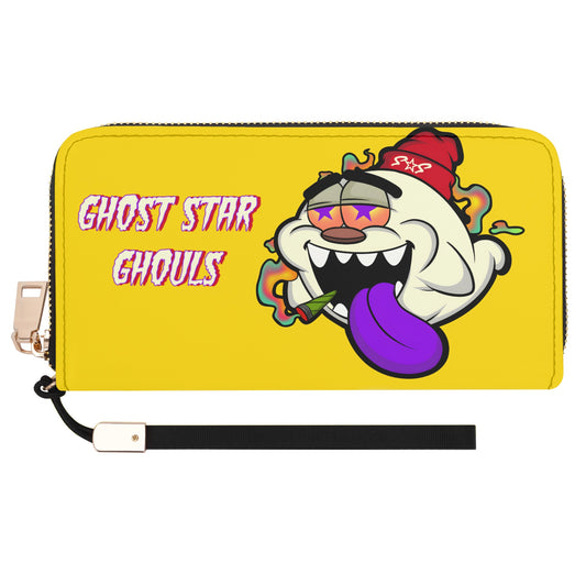 G.S.G Ghost Star Girl Gold Leather Zipper Wristlet Wallet