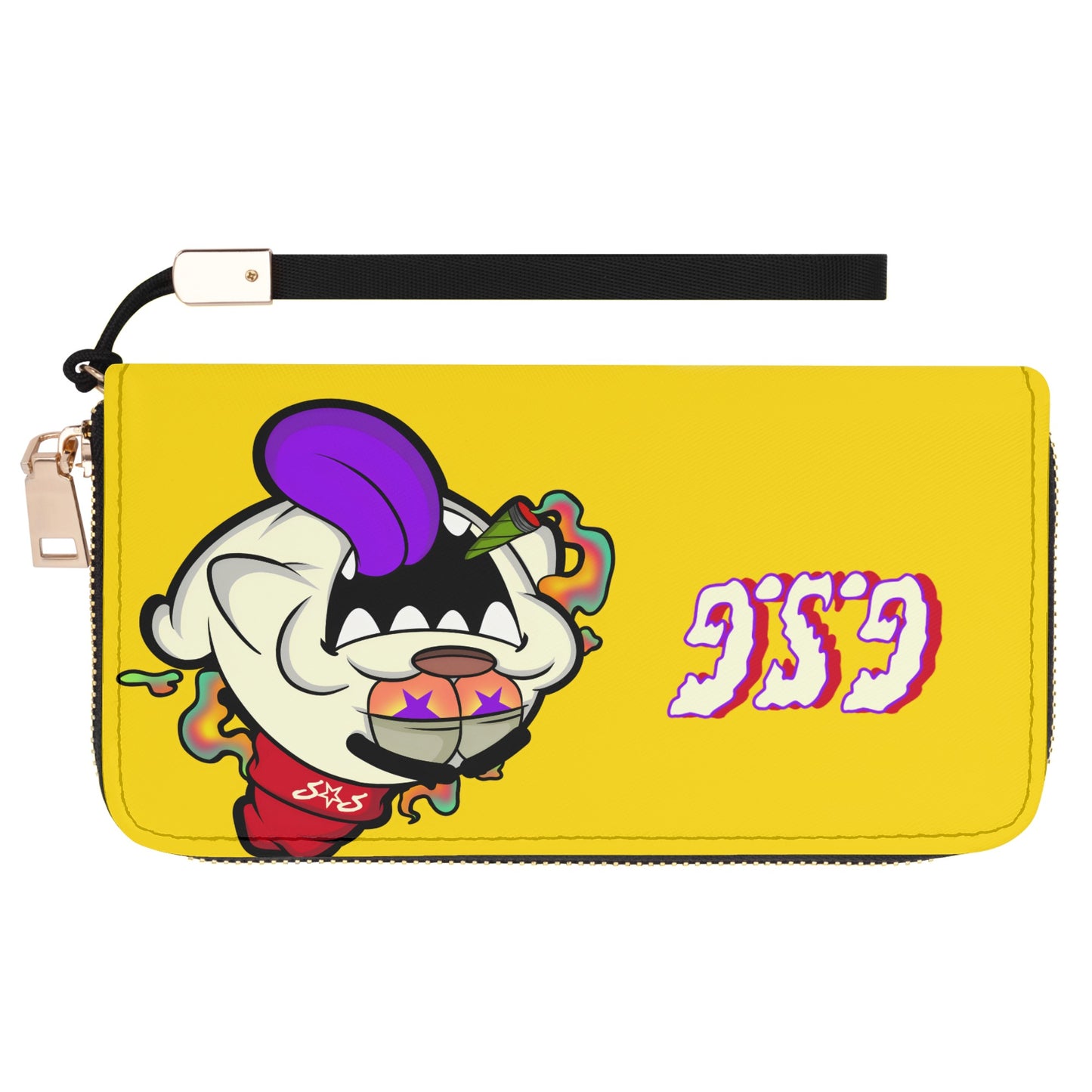 G.S.G Ghost Star Girl Gold Leather Zipper Wristlet Wallet