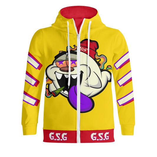 G.S.G Ghost Star Ghouls S.O.S Ghost Edition Gold Adult Full Zip Turtleneck Hoodie Streetwear