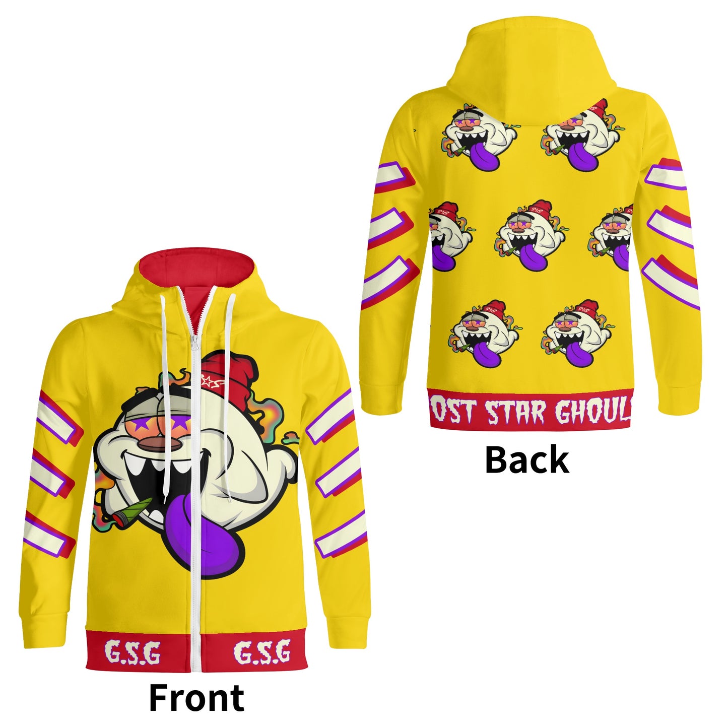 G.S.G Ghost Star Ghouls S.O.S Ghost Edition Gold Adult Full Zip Turtleneck Hoodie Streetwear