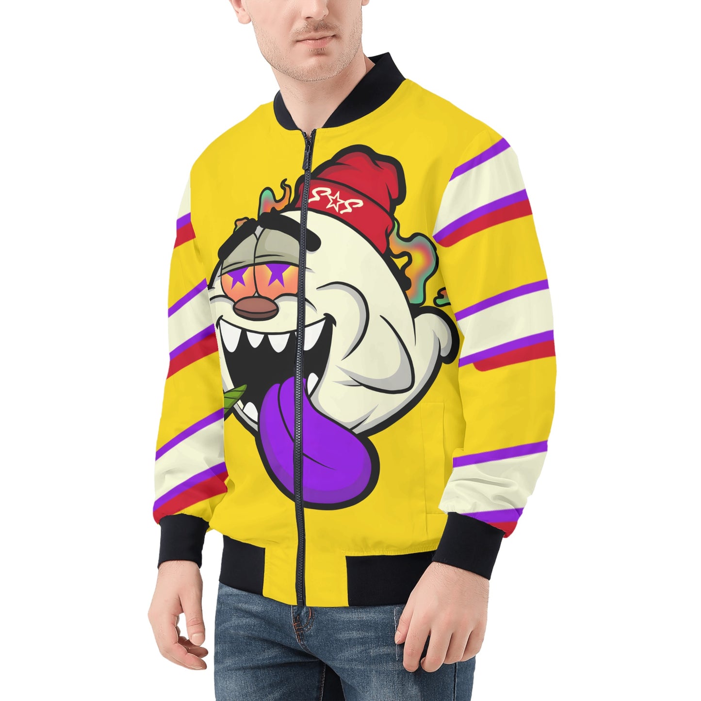 G.S.G Ghost Star Ghouls Mens Gold Zip Up Jacket