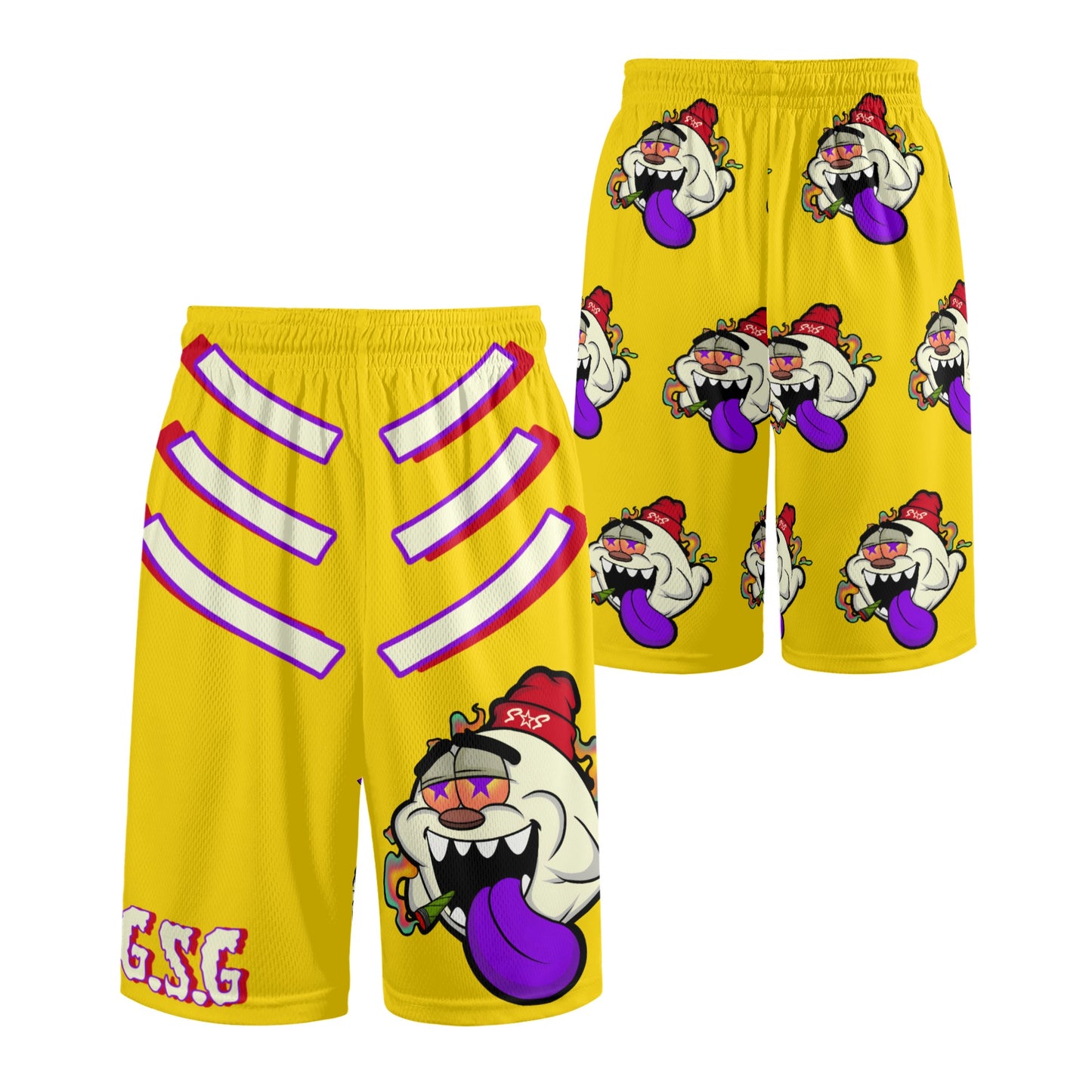 G.S.G Ghost Star Ghouls S.O.S Ghost Edition Mens Gold Basketball Shorts