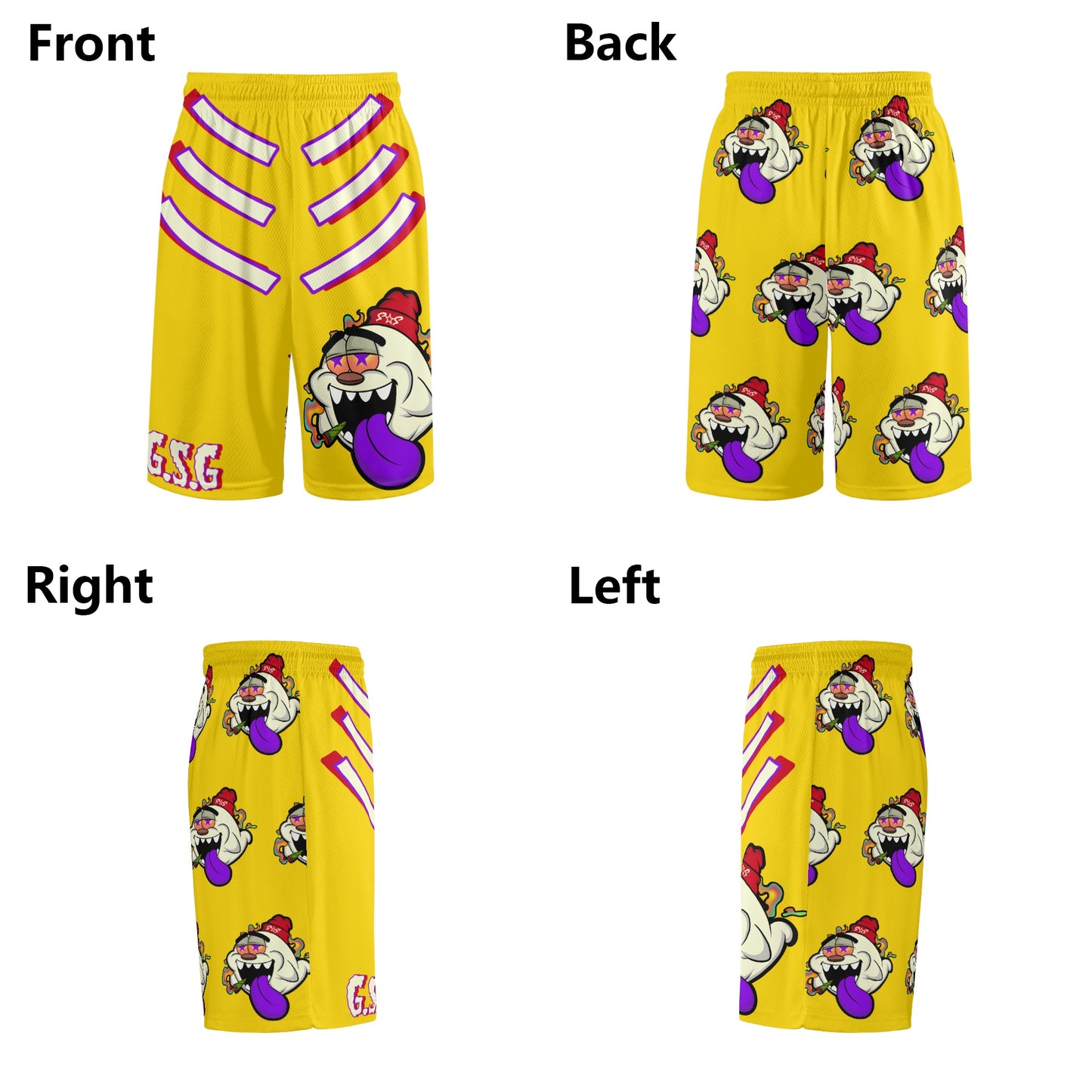 G.S.G Ghost Star Ghouls S.O.S Ghost Edition Mens Gold Basketball Shorts