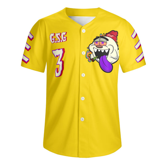 G.S.G Ghost Star Ghouls Mens Gold Short Sleeve Baseball Jersey