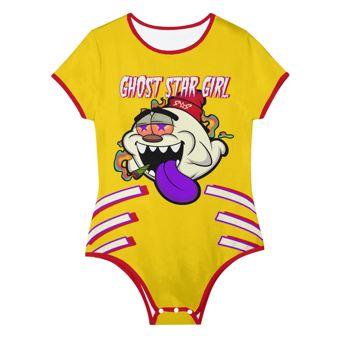 G.S.G Ghost Star Girl Edition Womens Gold/Maroon Soft Short Sleeve Bodysuit