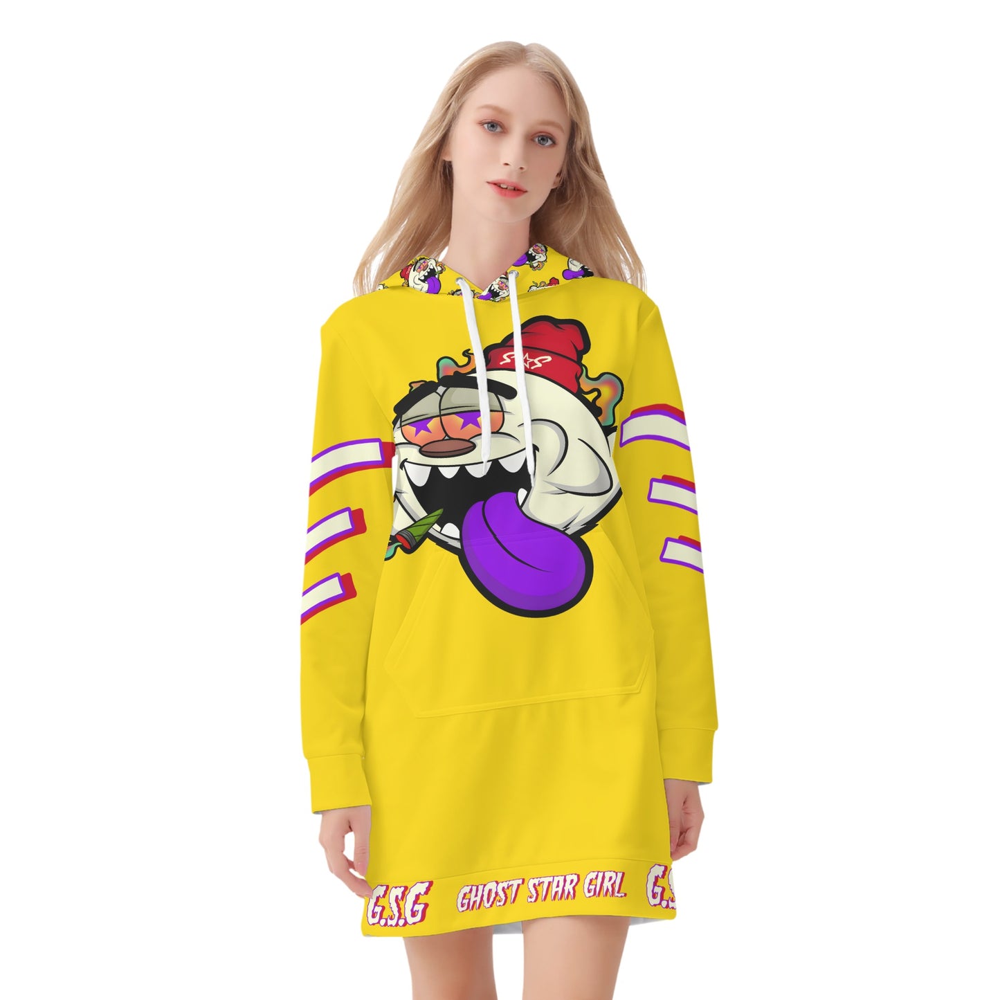 G.S.G Ghost Stat Girl Womens Gold Hoodie Dress