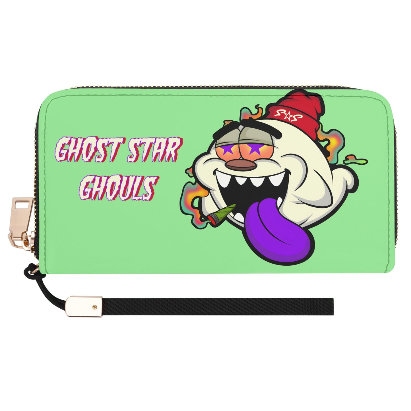 G.S.G Ghost Star Girl Mint Green Leather Zipper Wristlet Wallet