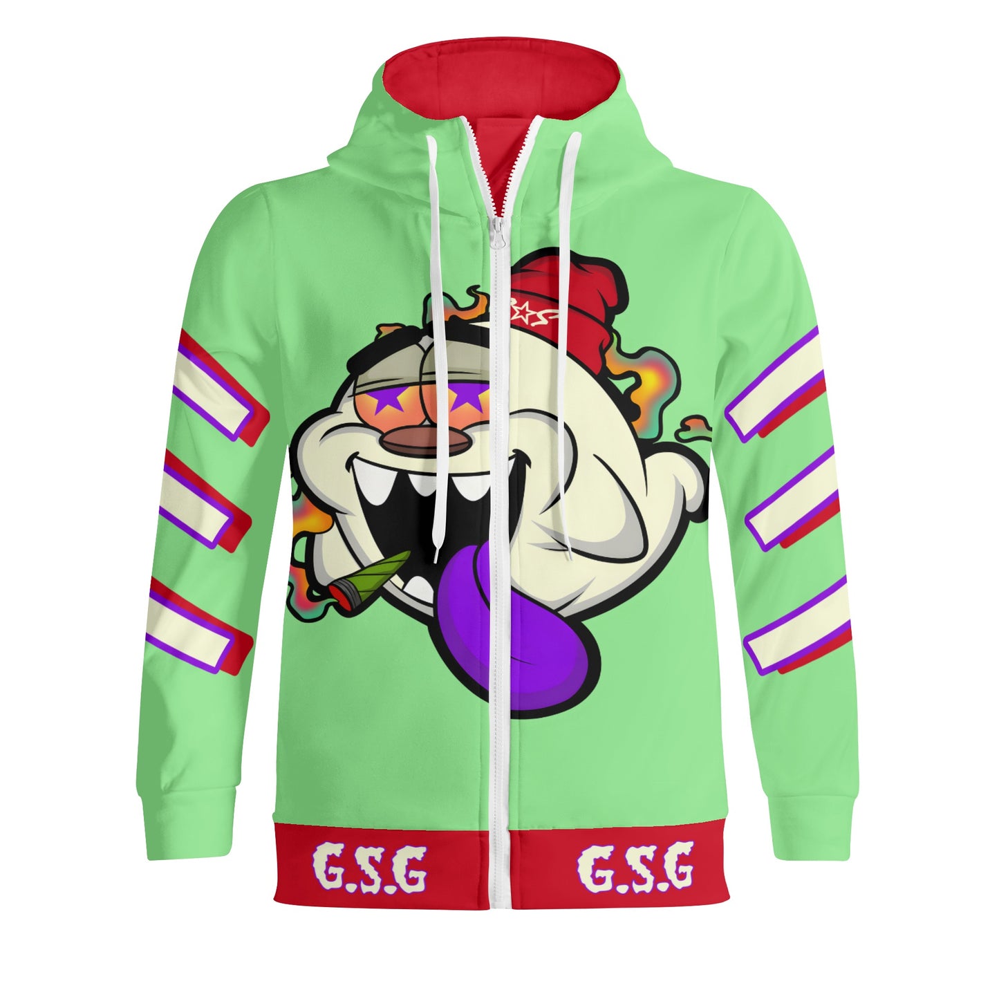 G.S.G Ghost Star Ghouls S.O.S Ghost Edition Mint Green Adult Full Zip Turtleneck Hoodie Streetwear