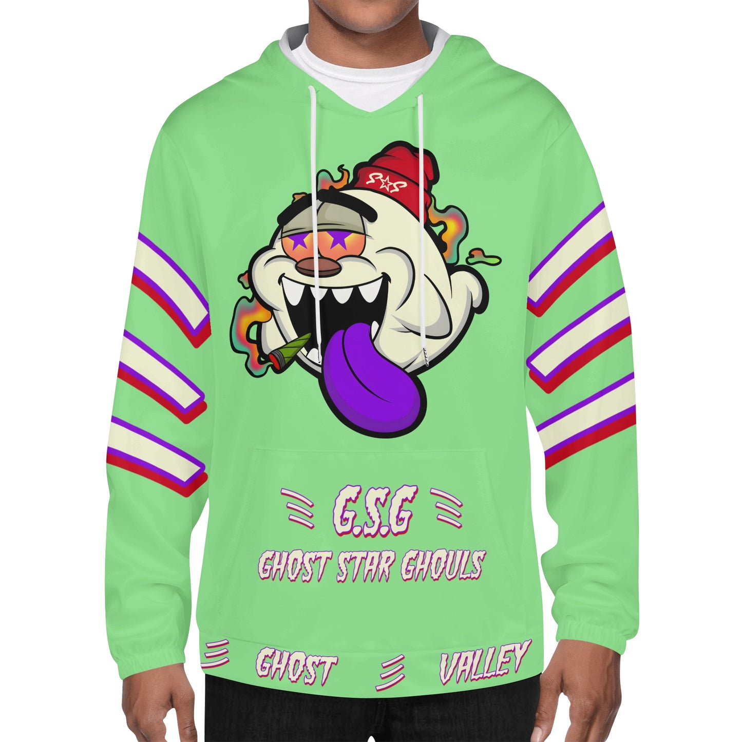 G.S.G Ghost Star Ghouls Mens Mint Green Lightweight Hoodie