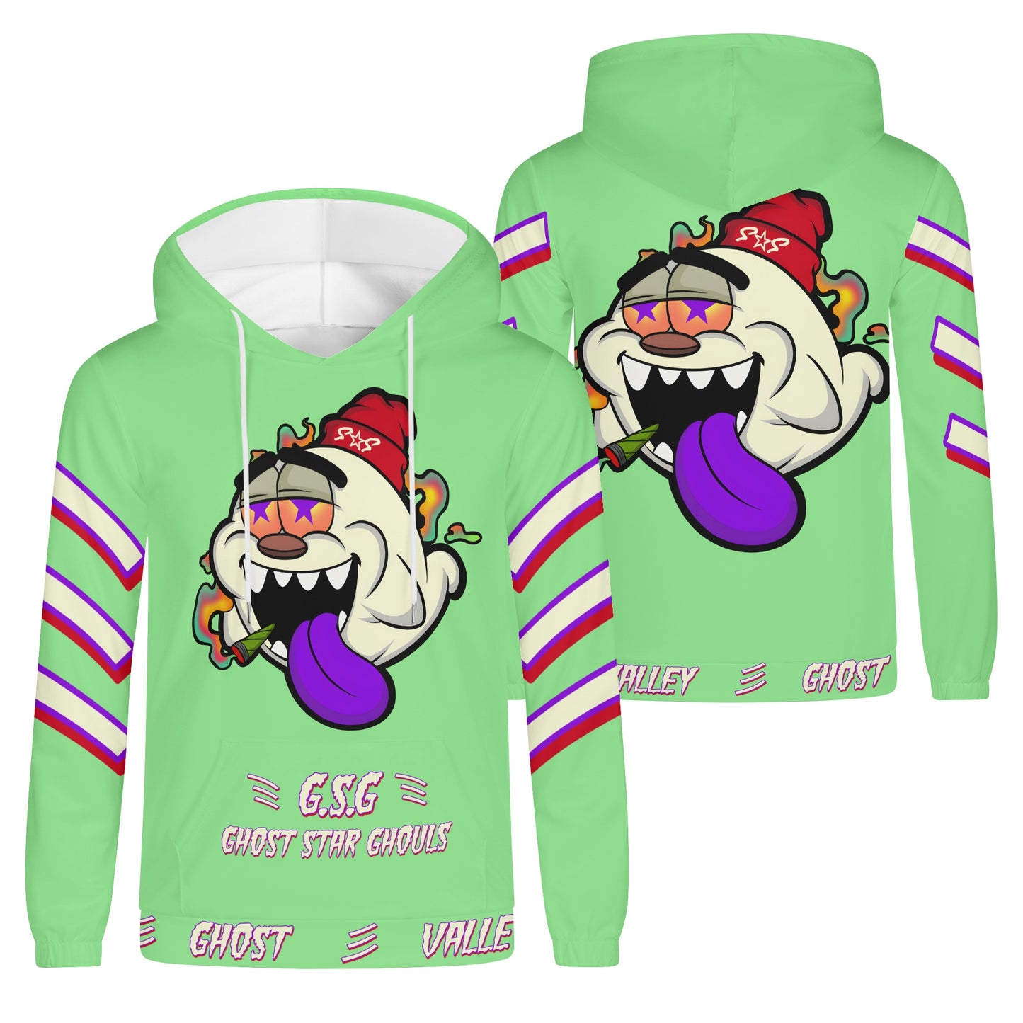 G.S.G Ghost Star Ghouls Mens Mint Green Lightweight Hoodie