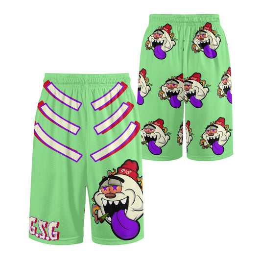 G.S.G Ghost Star Ghouls S.O.S Ghost Edition Mens Mint Green Basketball Shorts