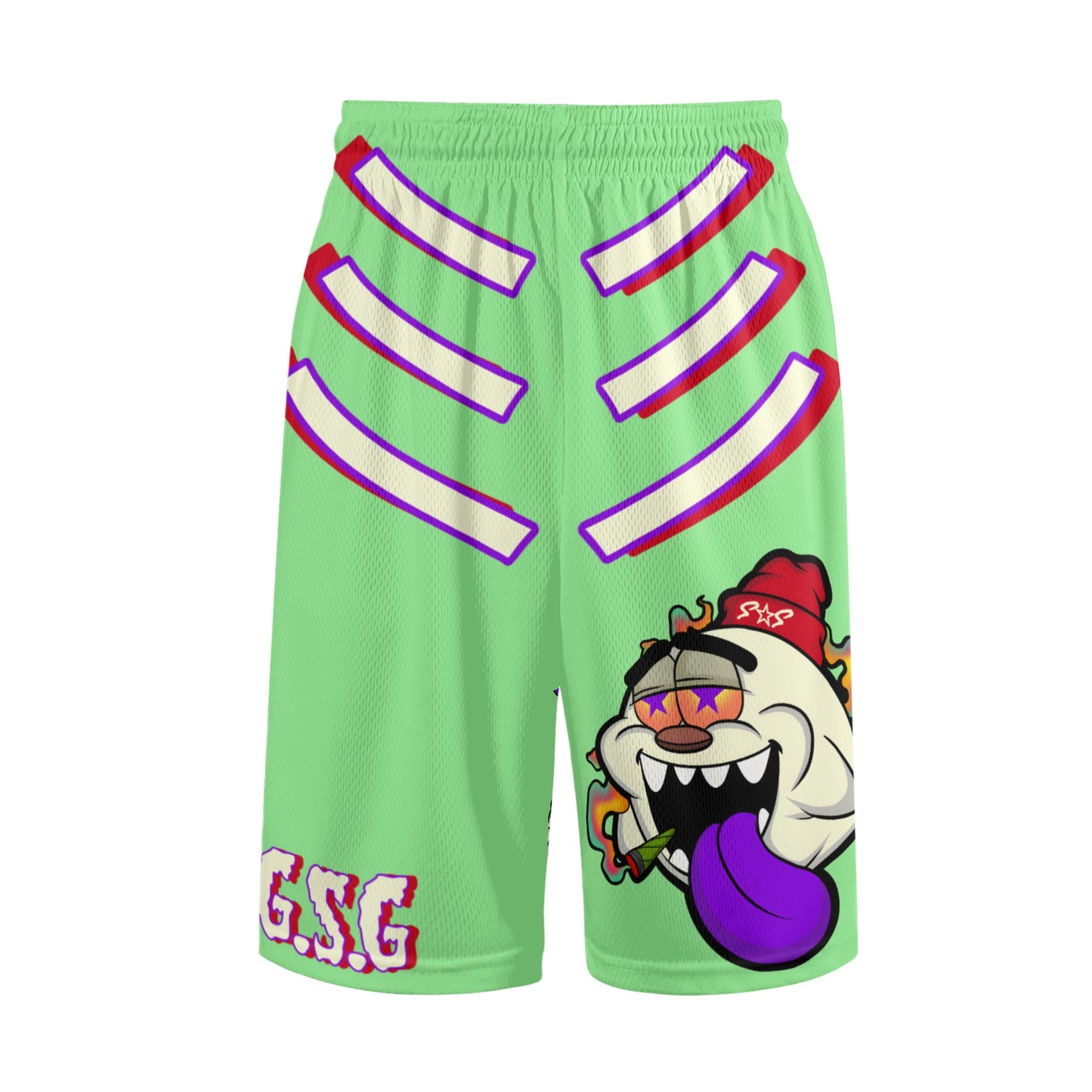 G.S.G Ghost Star Ghouls S.O.S Ghost Edition Mens Mint Green Basketball Shorts