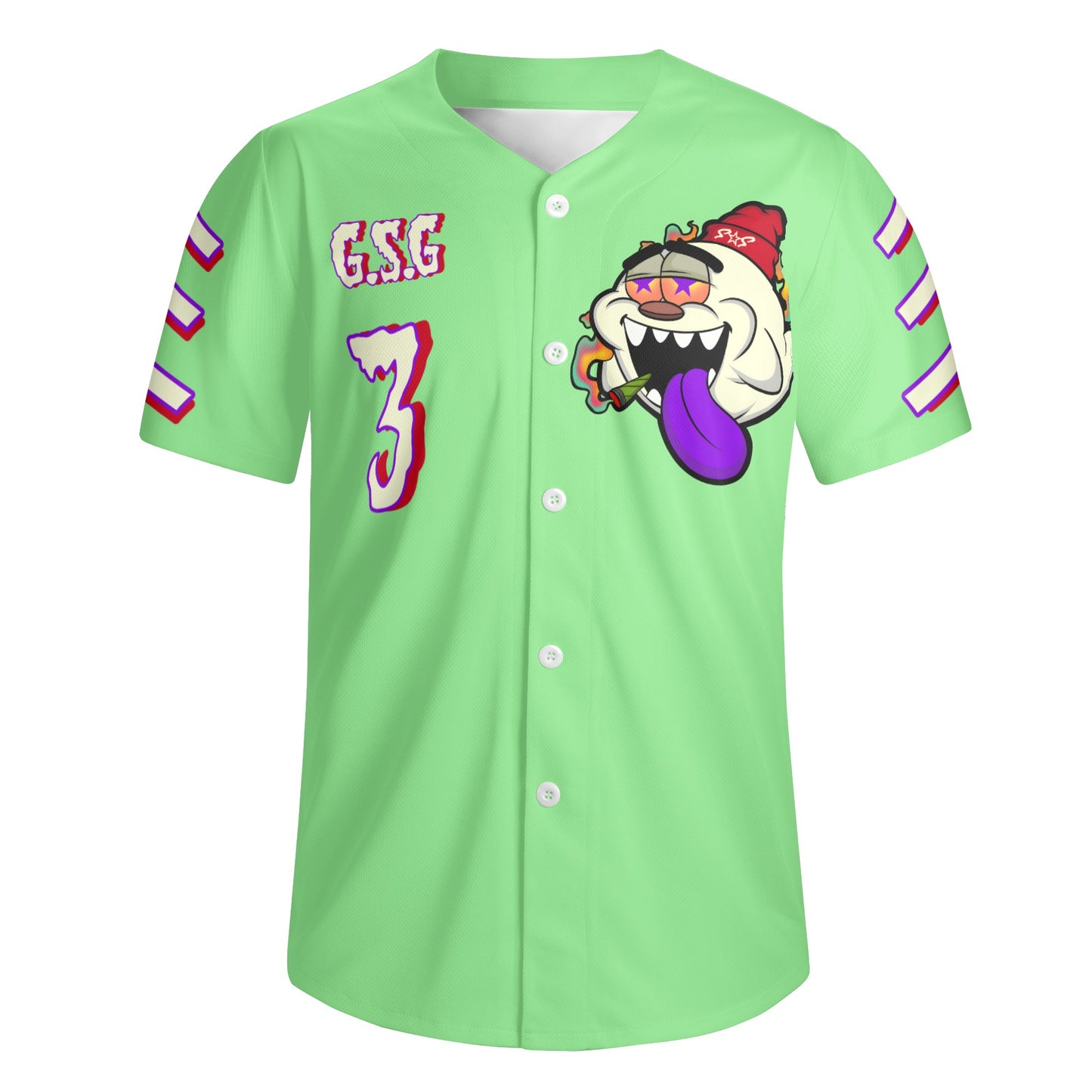 G.S.G Ghost Star Ghouls Mens Mint Green Short Sleeve Baseball Jersey